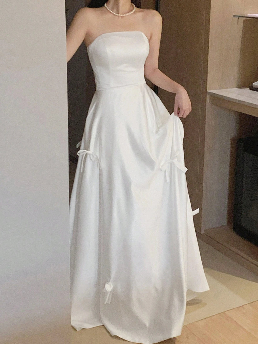 SHEIN maxi ruha, krém