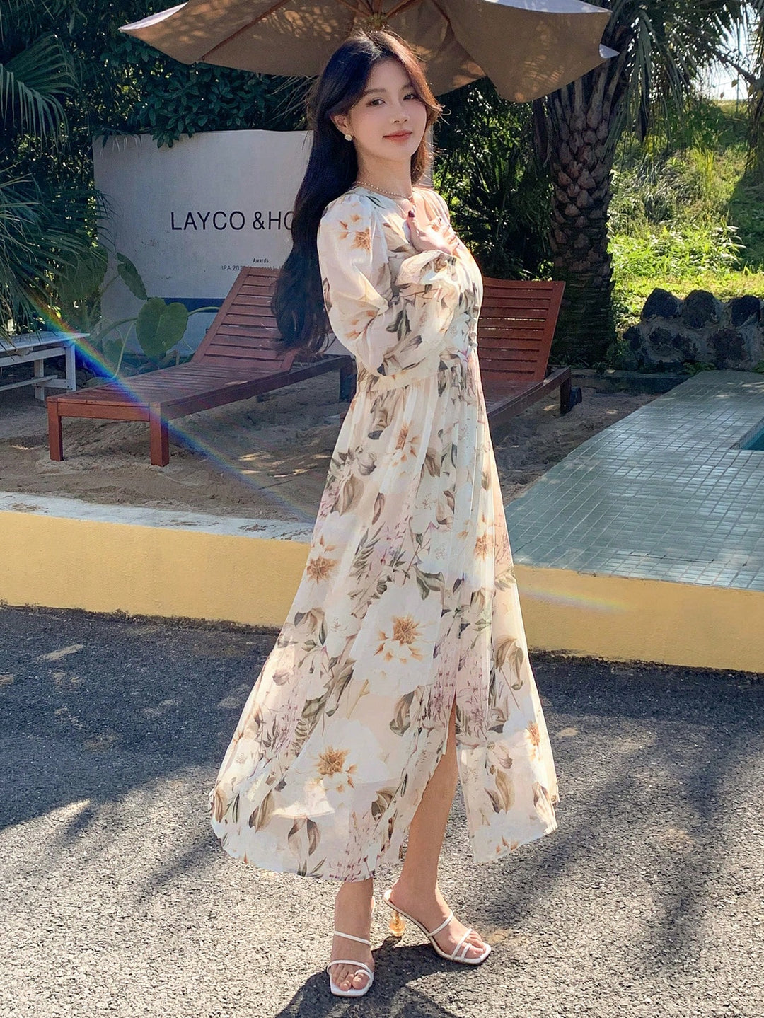 Rochie maxi SHEIN, bej