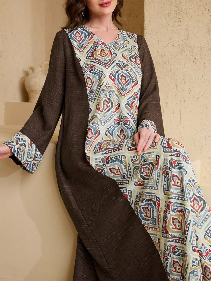 Set caftan și jalabiya SHEIN, maro