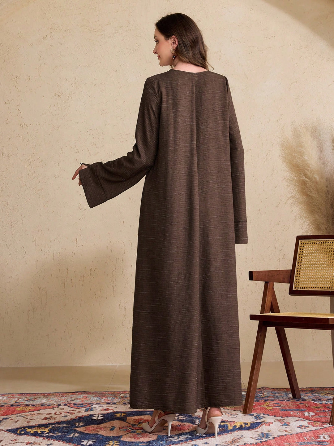 Set caftan și jalabiya SHEIN, maro