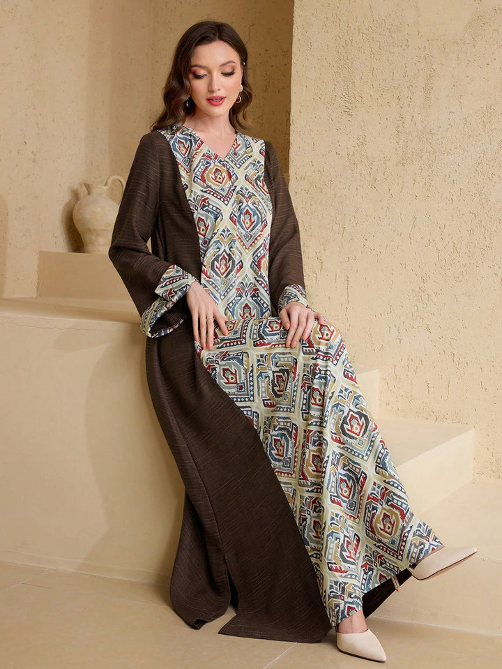 Set caftan și jalabiya SHEIN, maro