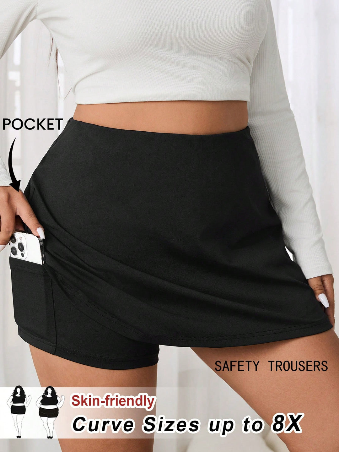 Fustă pantalon SHEIN, negru