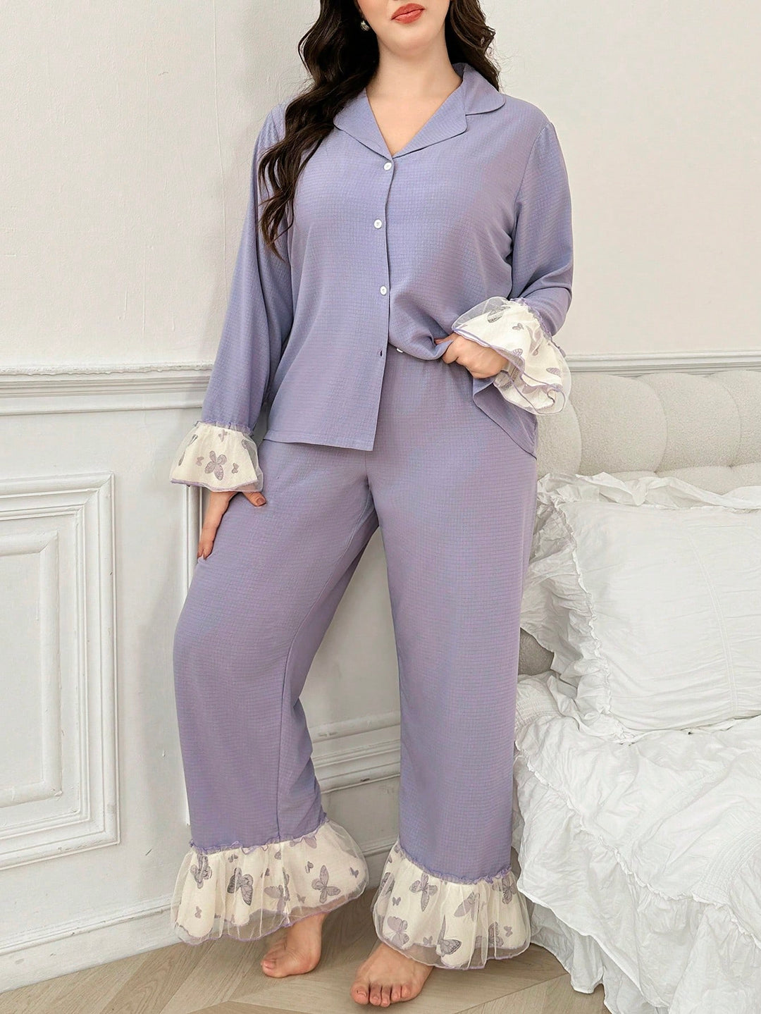 Compleu pijamale SHEIN, mov