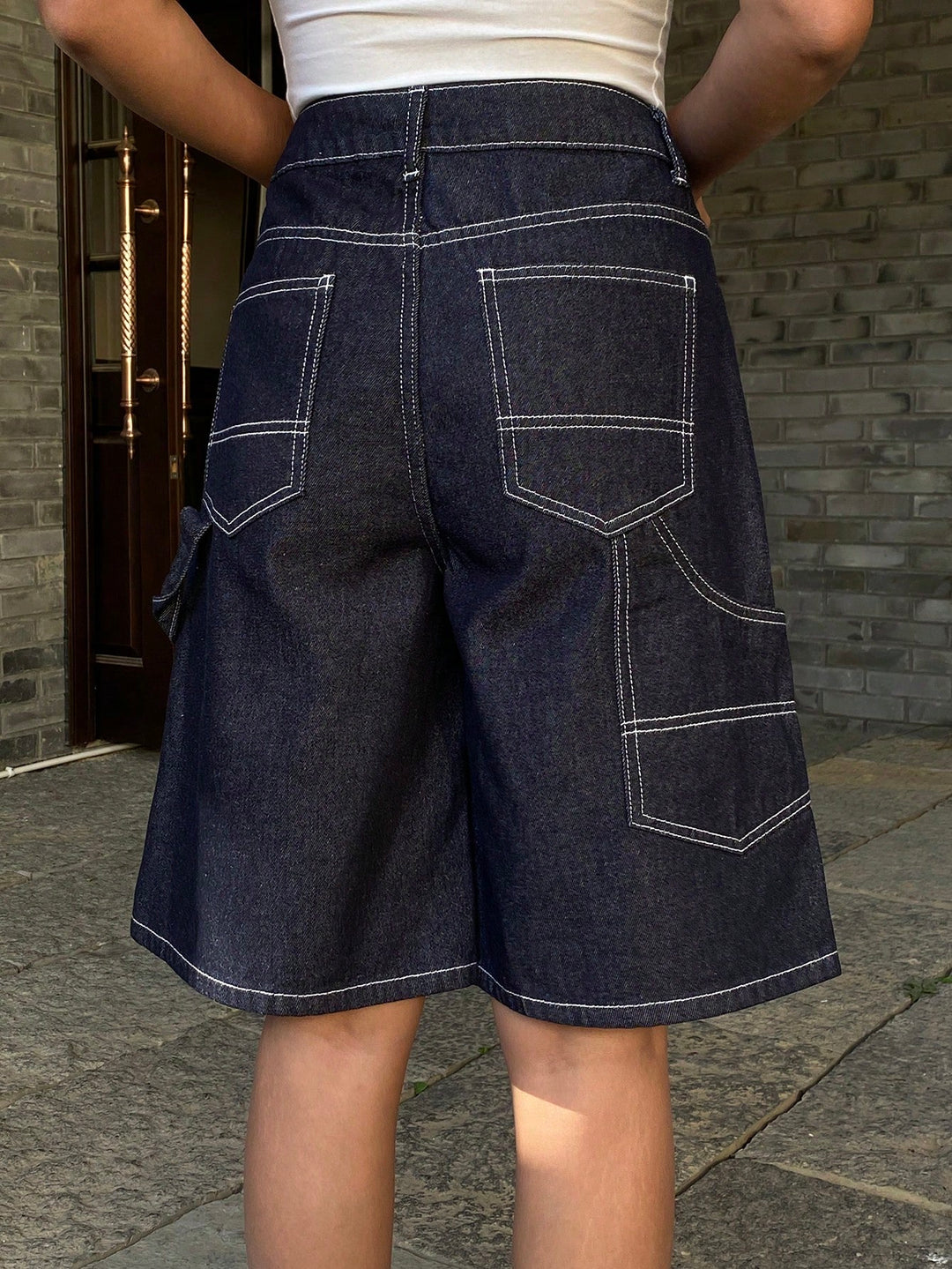 Jeans 3/4 Shein, bleumarin