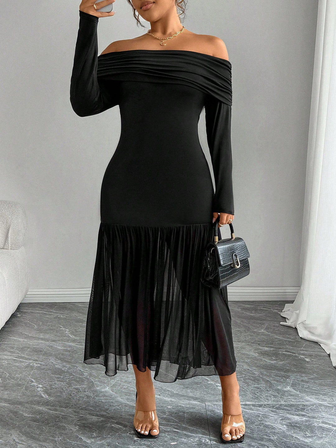 SHEIN maxi ruha, fekete