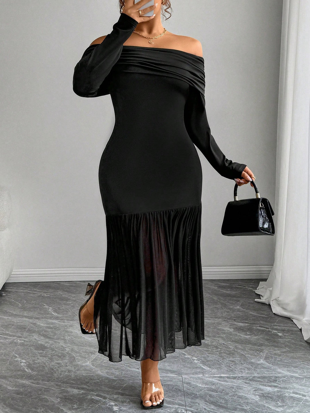 SHEIN maxi ruha, fekete