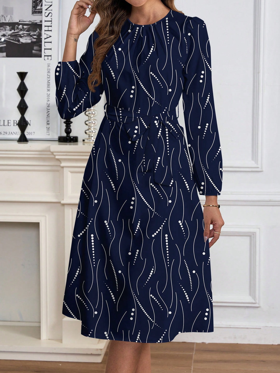 SHEIN midi ruha, kék