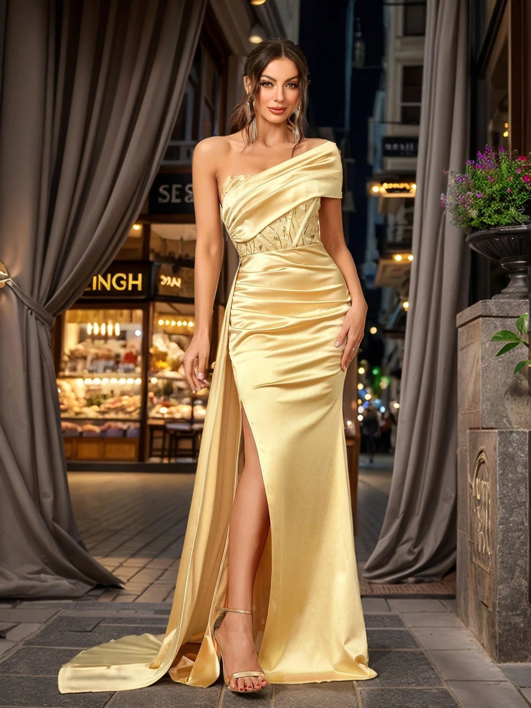 Rochie de ocazie SHEIN, galben