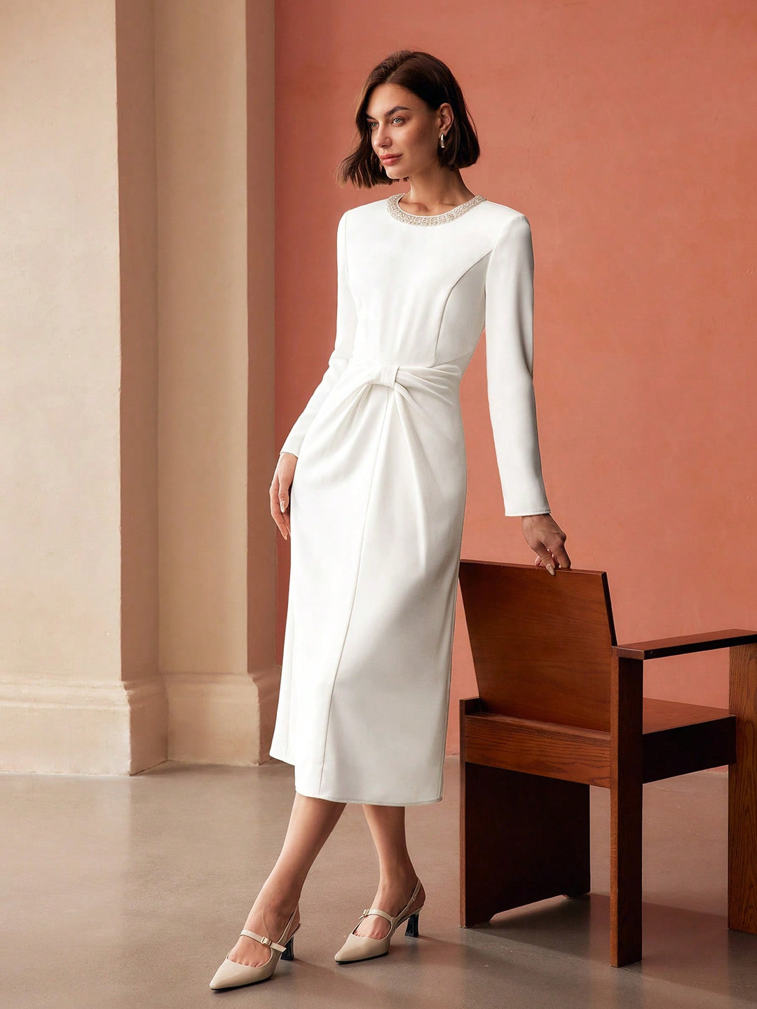 Rochie midi SHEIN, alb