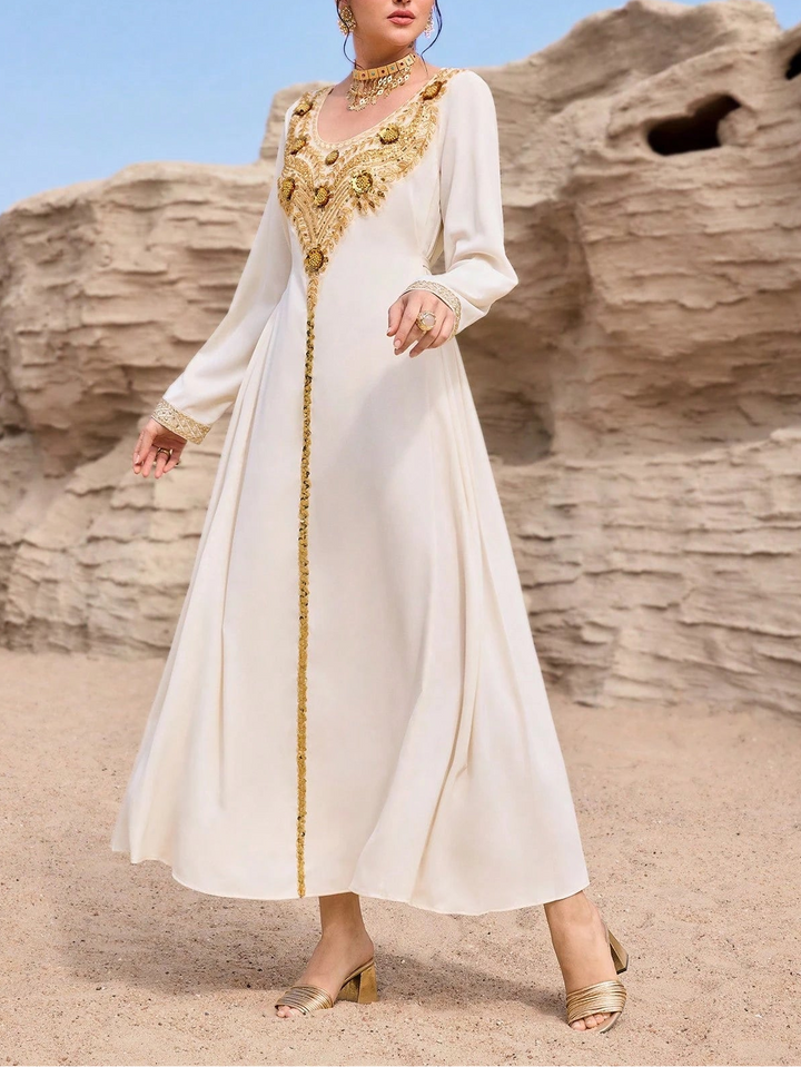 Shein maxi ruha, krém