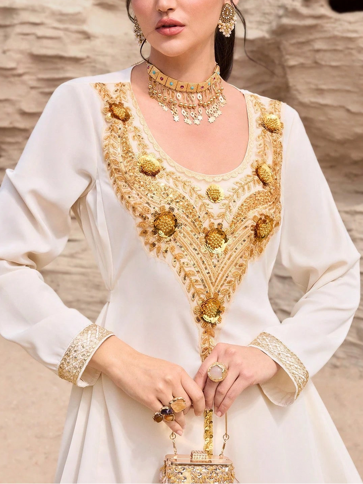 Shein maxi ruha, krém