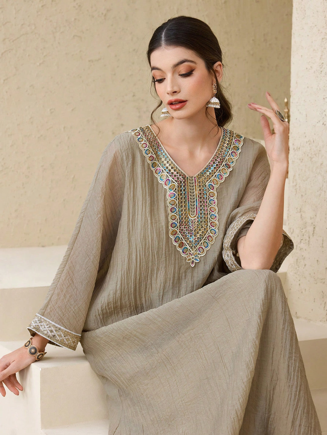 Rochie maxi SHEIN, bej