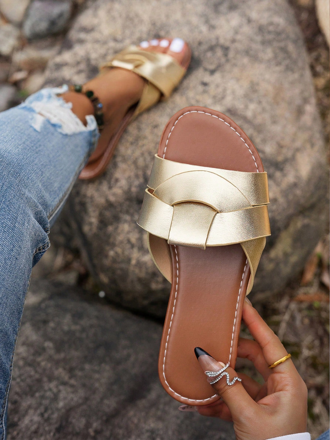 SHEIN papucs, arany