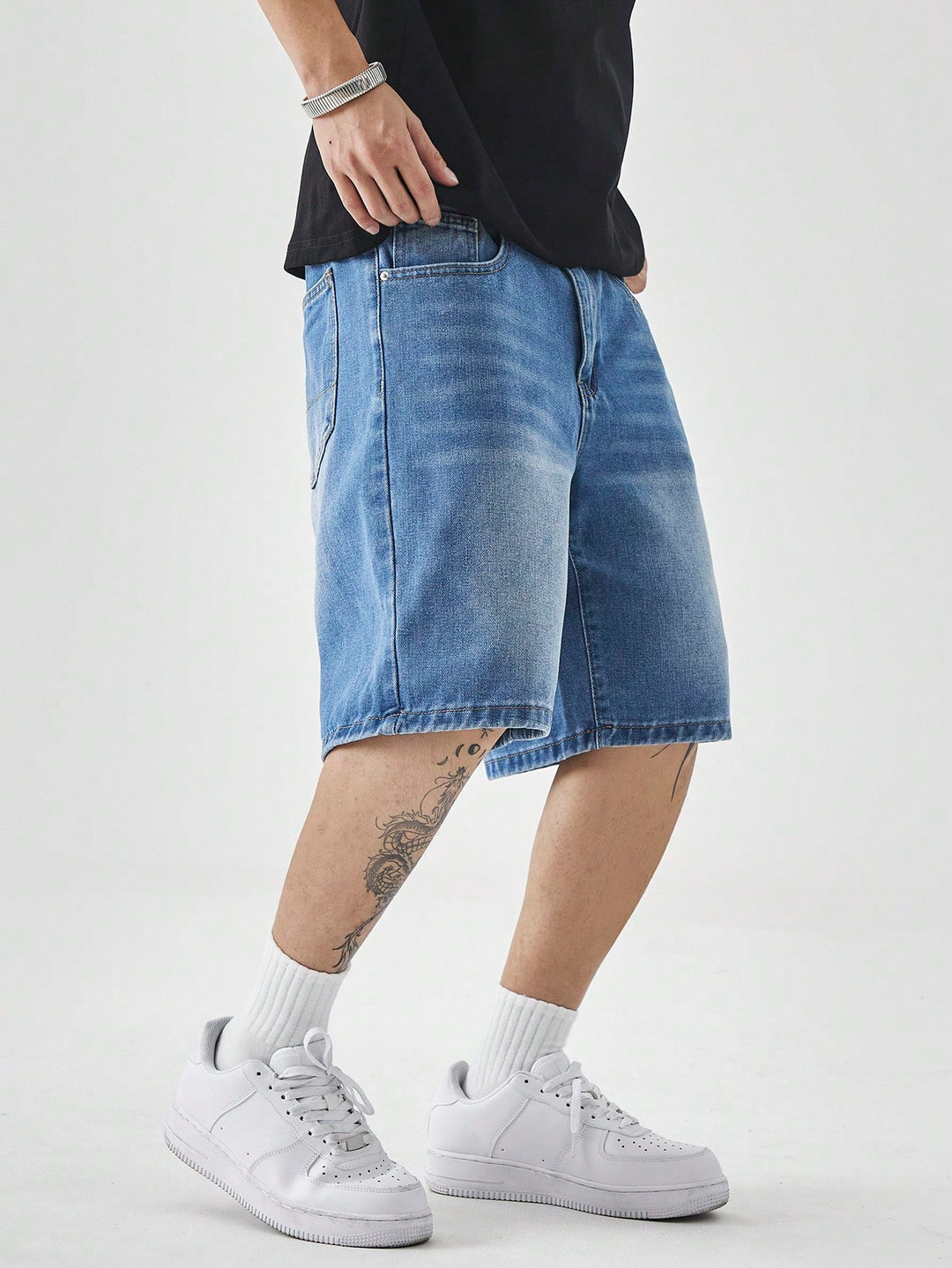 SHEIN Kék Farmer Rövidnadrág