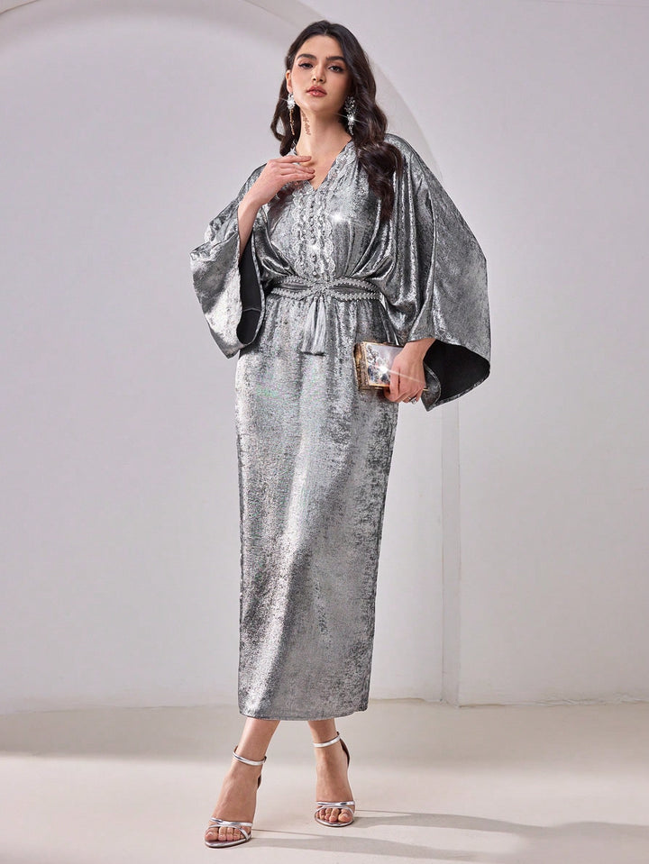 Set caftan și jalabiya SHEIN, gri