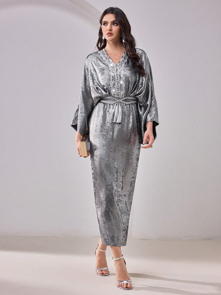 Set caftan și jalabiya SHEIN, gri