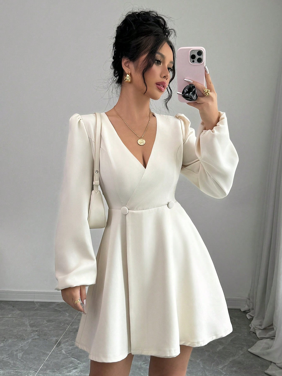 SHEIN bézs miniruha