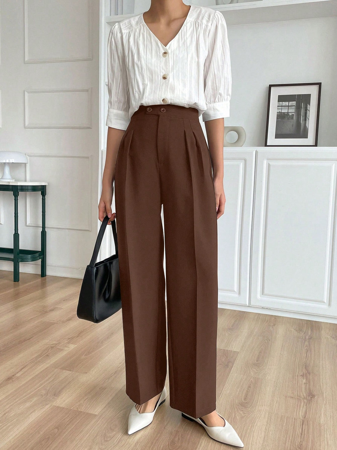 Pantaloni SHEIN, maro