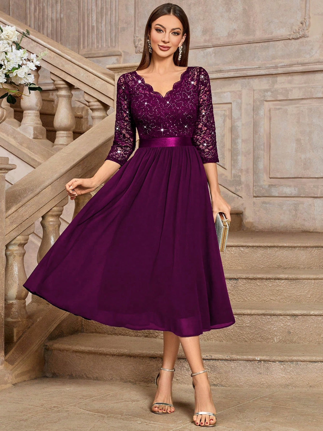 Rochie midi SHEIN, vișiniu