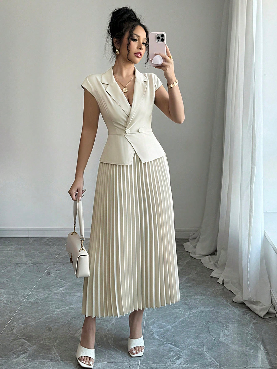 SHEIN maxi ruha, bézs