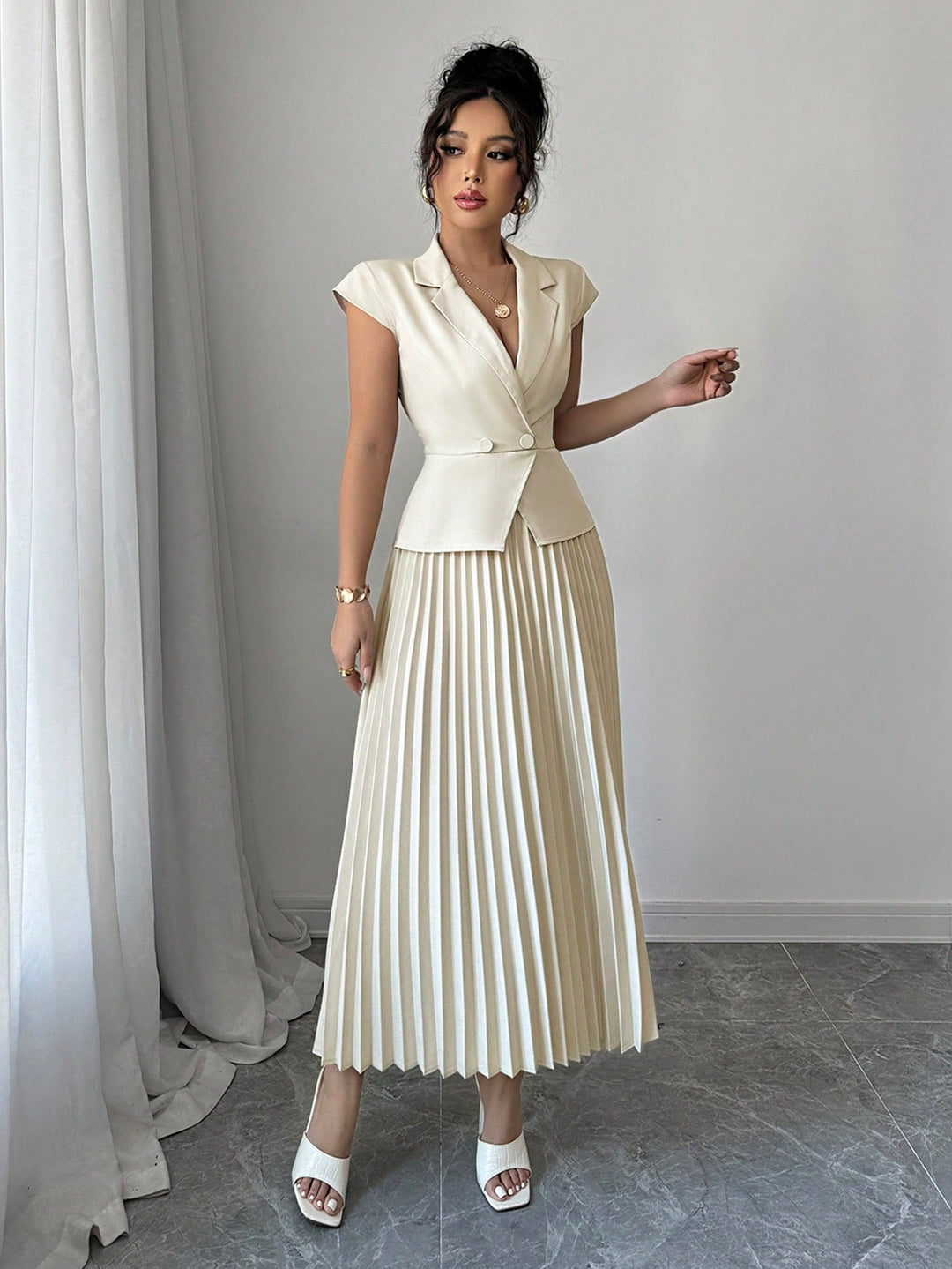 SHEIN maxi ruha, bézs