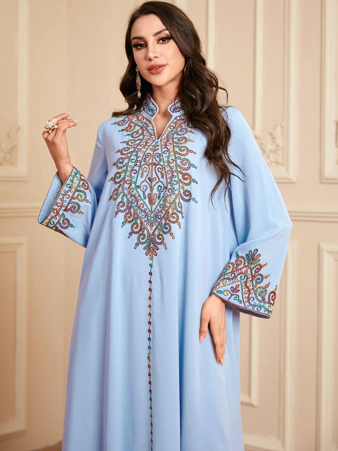 Set caftan și jalabiya SHEIN, albastru