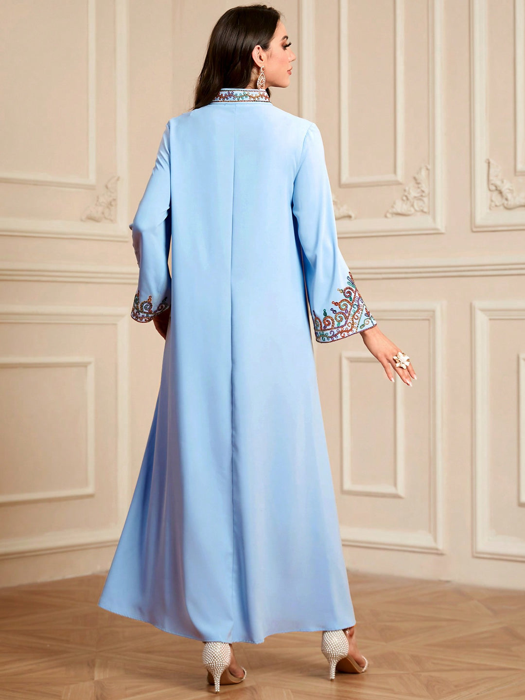 Set caftan și jalabiya SHEIN, albastru
