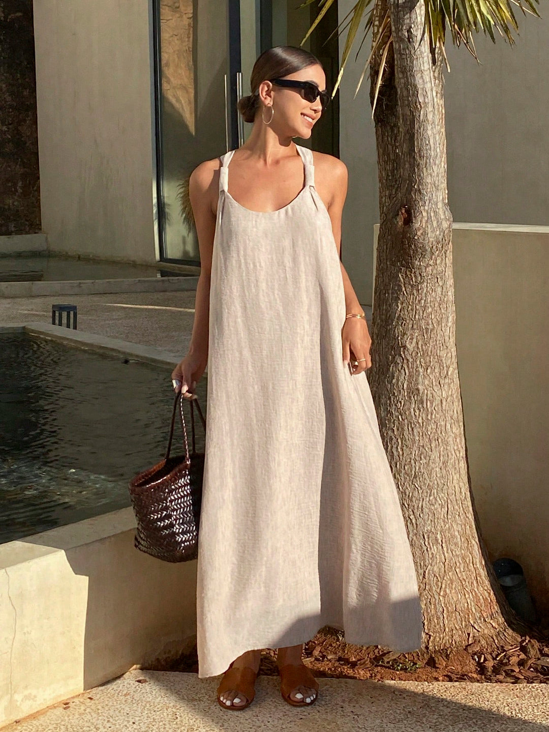 Rochie maxi SHEIN, bej