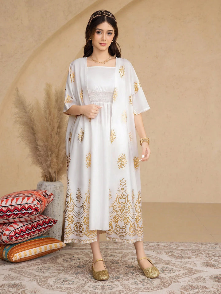 Set rochie și cardigan SHEIN, alb