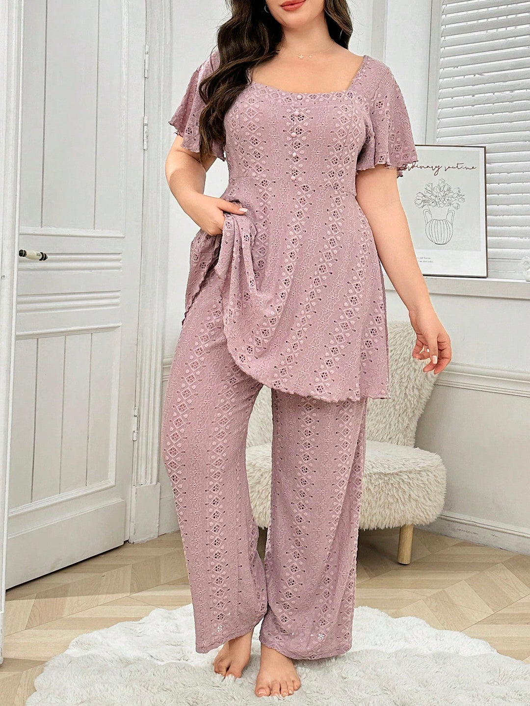 Compleu pijamale SHEIN, roz