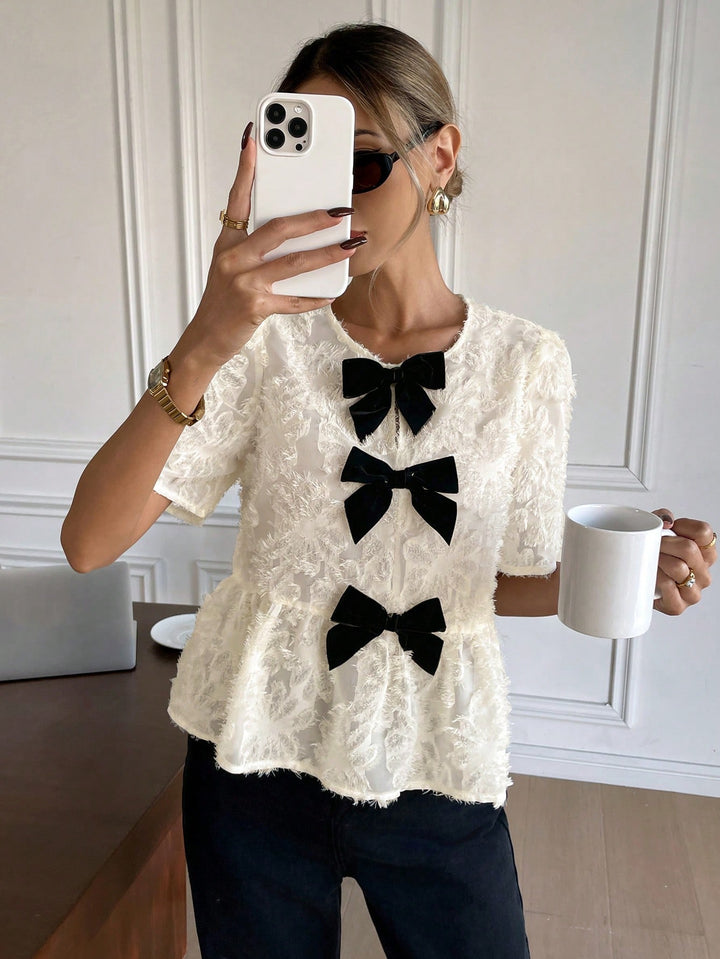 Bluza cu volane SHEIN, portocaliu