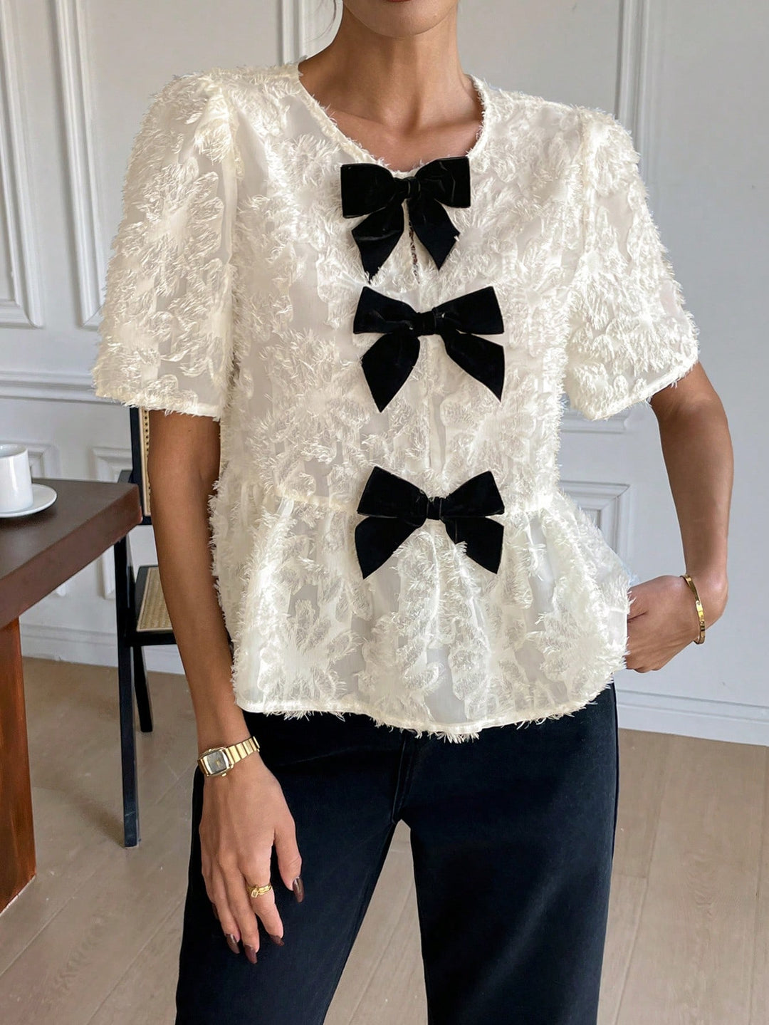 Bluza cu volane SHEIN, portocaliu