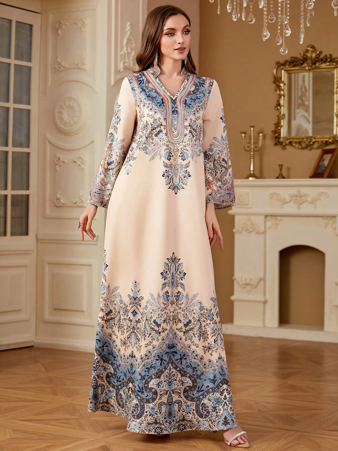 Set caftan și jalabiya SHEIN, roz