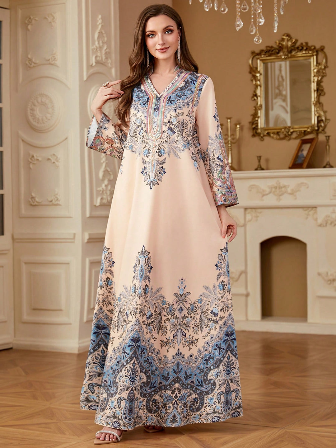 Set caftan și jalabiya SHEIN, roz