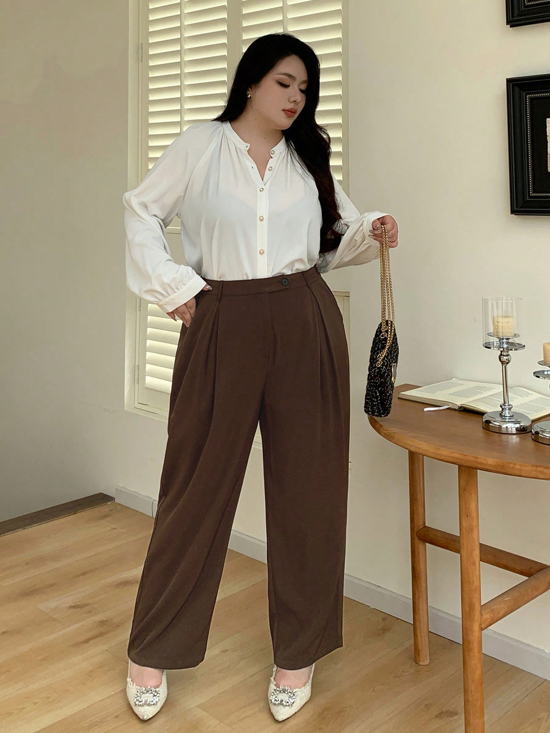 Pantaloni SHEIN, maro