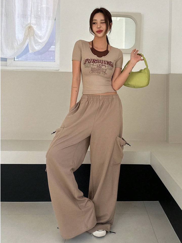 Pantaloni SHEIN, maro