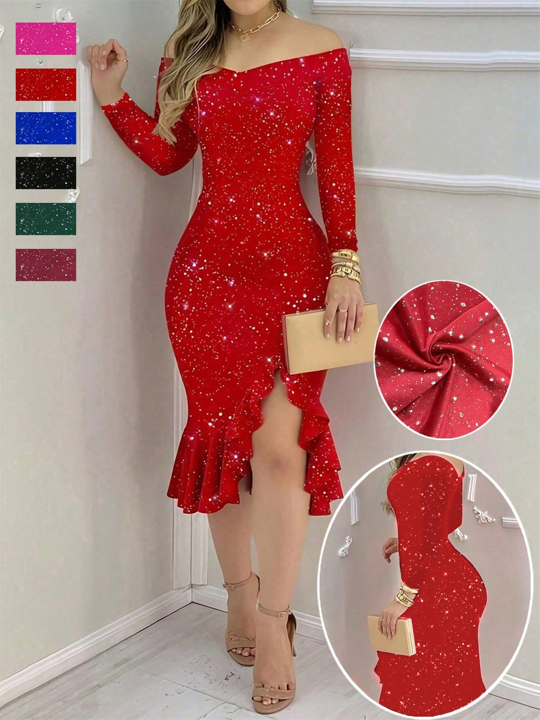 Rochie midi SHEIN, roșu