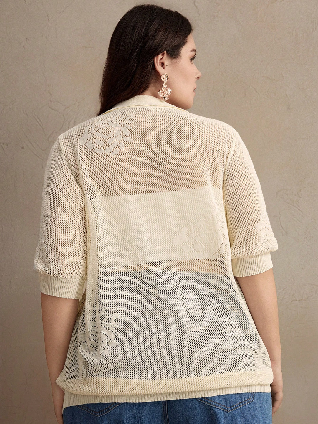 Tricou Shein Curve+, crem