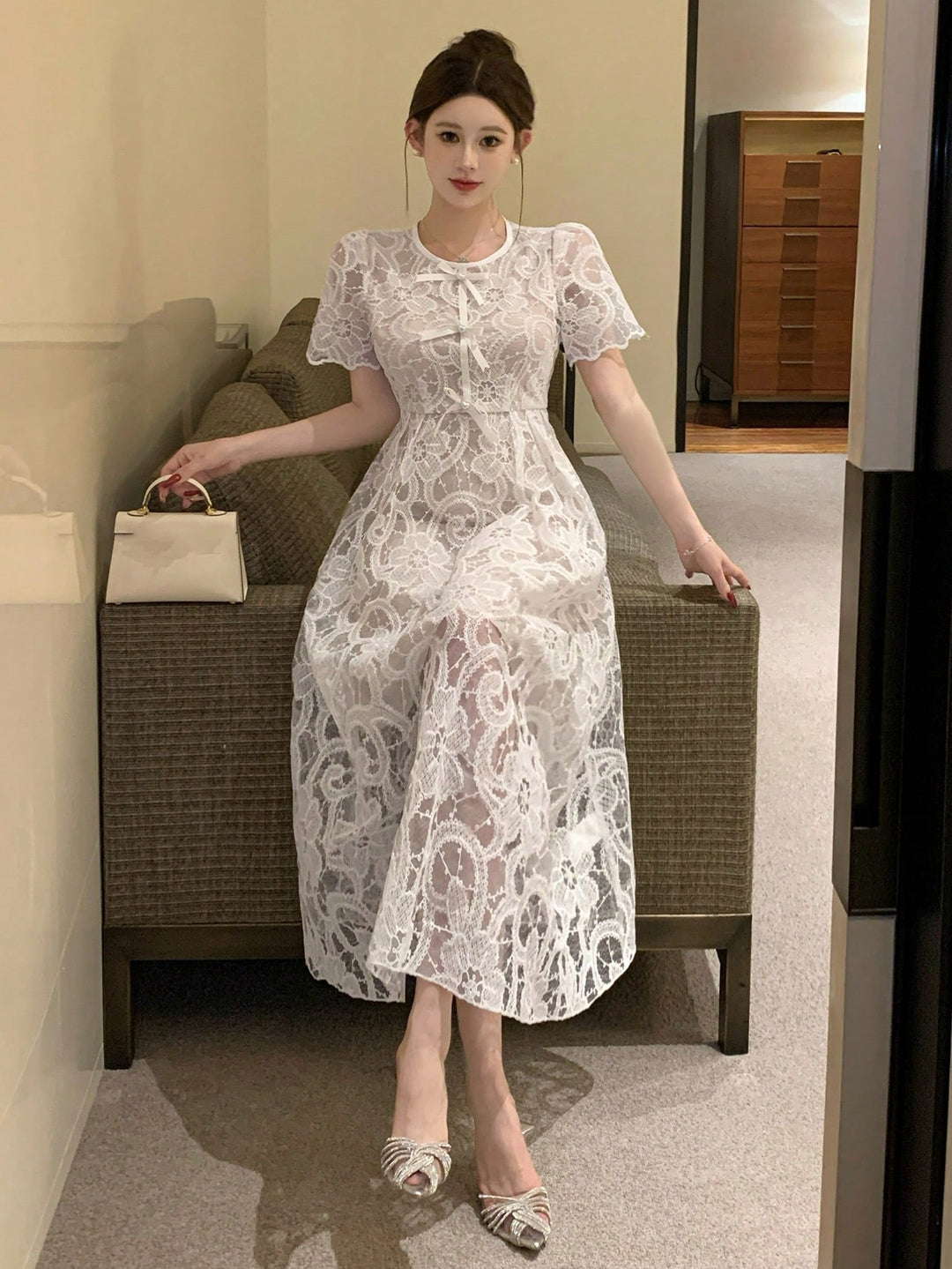 Rochie midi SHEIN, alb