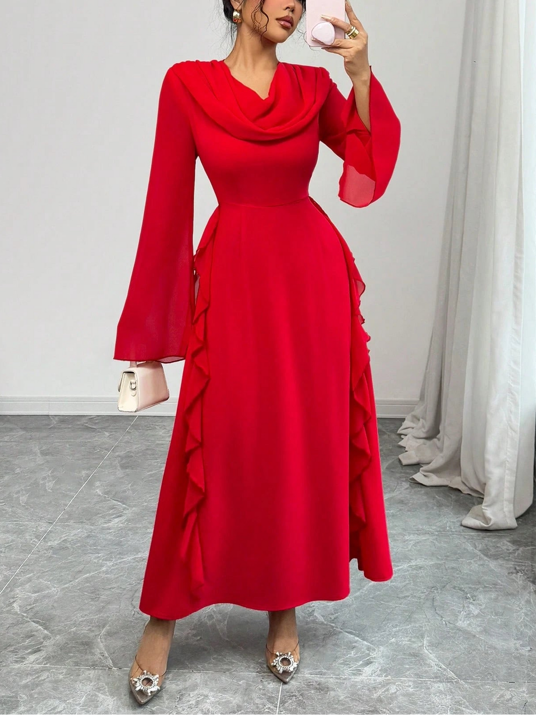 Shein maxi ruha, piros