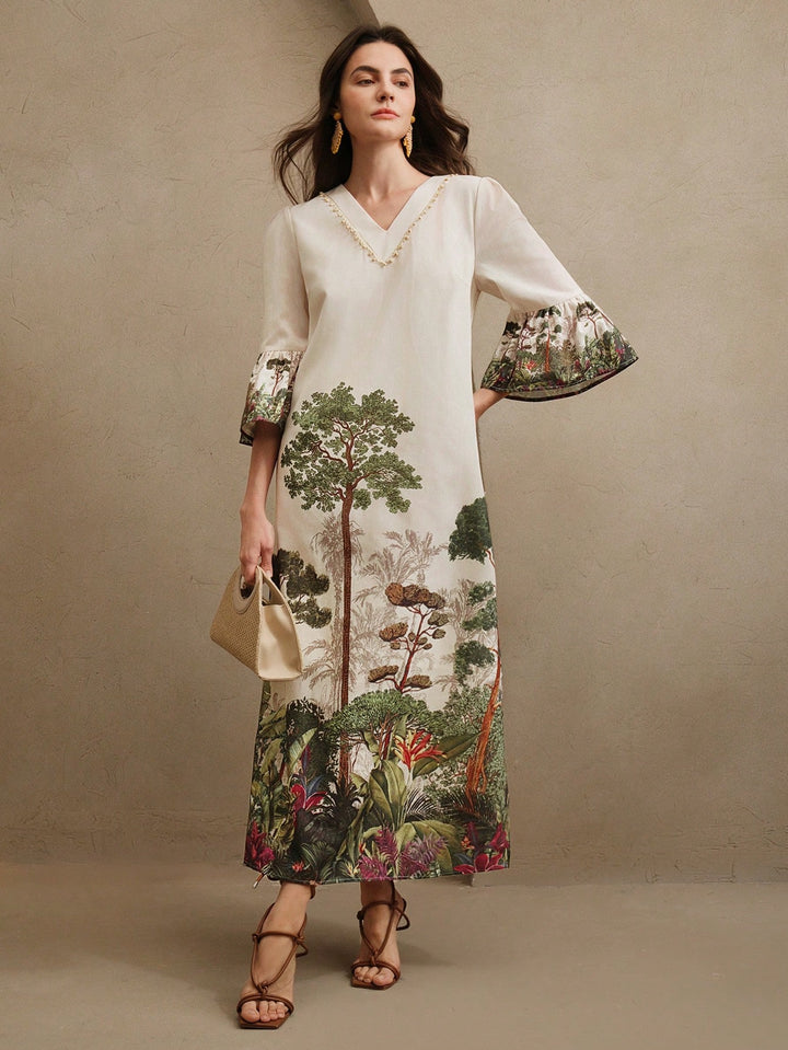 SHEIN maxi ruha, krém