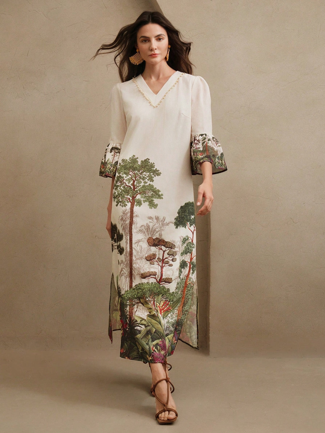 SHEIN maxi ruha, krém