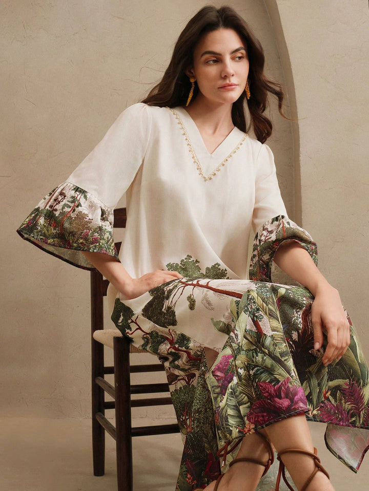 SHEIN maxi ruha, krém