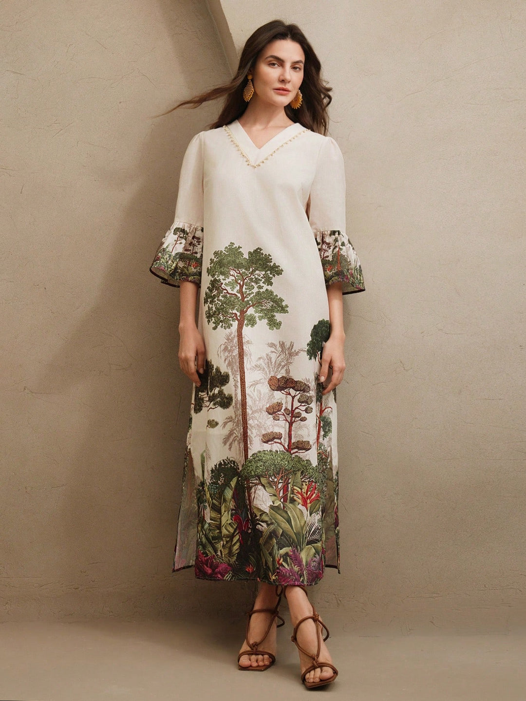 SHEIN maxi ruha, krém