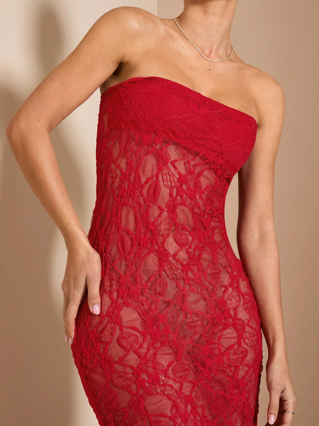 Shein midi ruha, piros