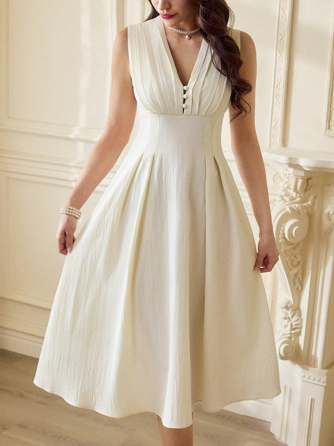 Rochie midi SHEIN, crem