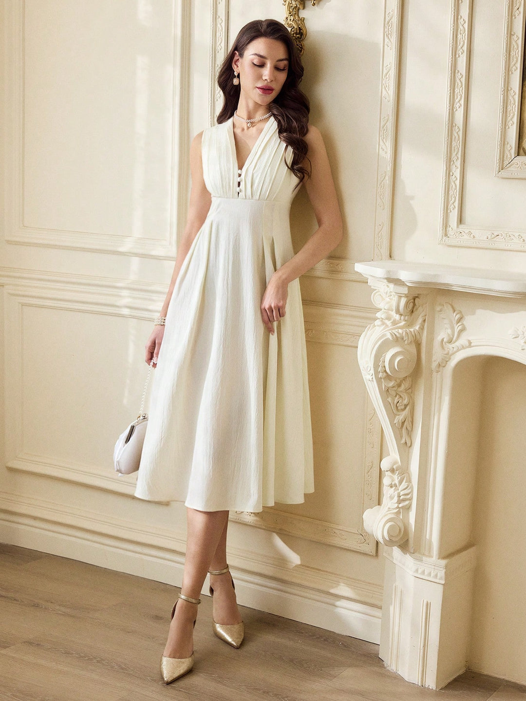 Rochie midi SHEIN, crem