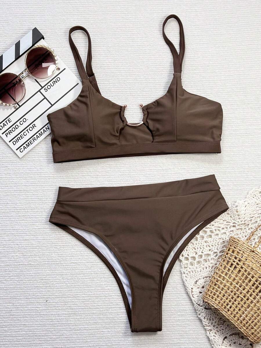 Costum de baie SHEIN, maro
