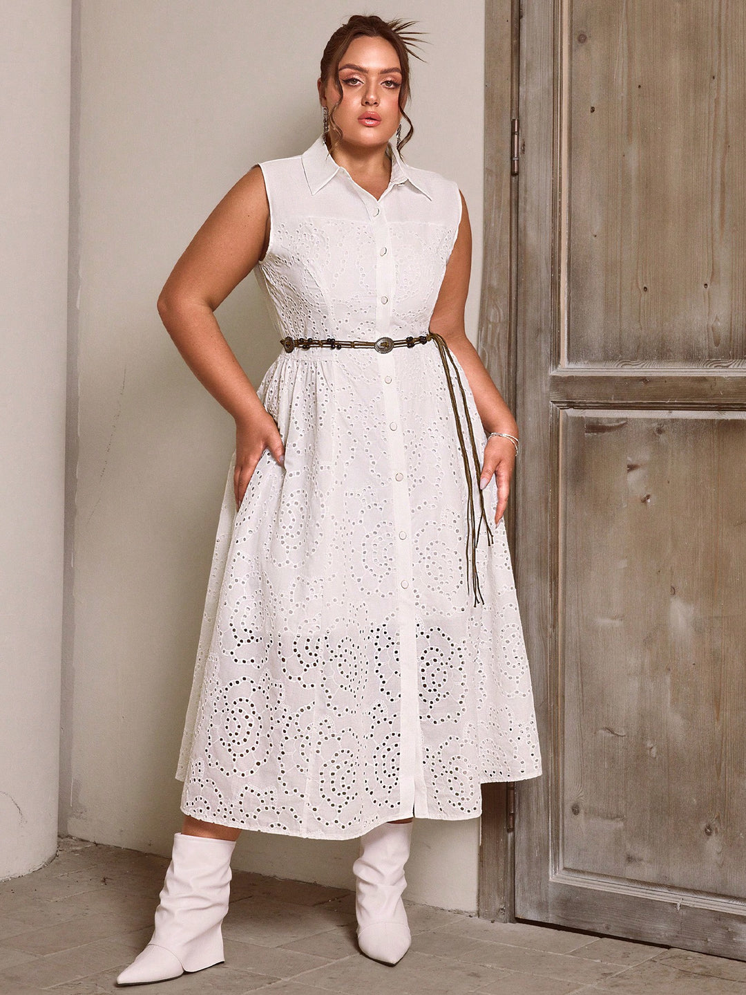 Rochie midi SHEIN, alb