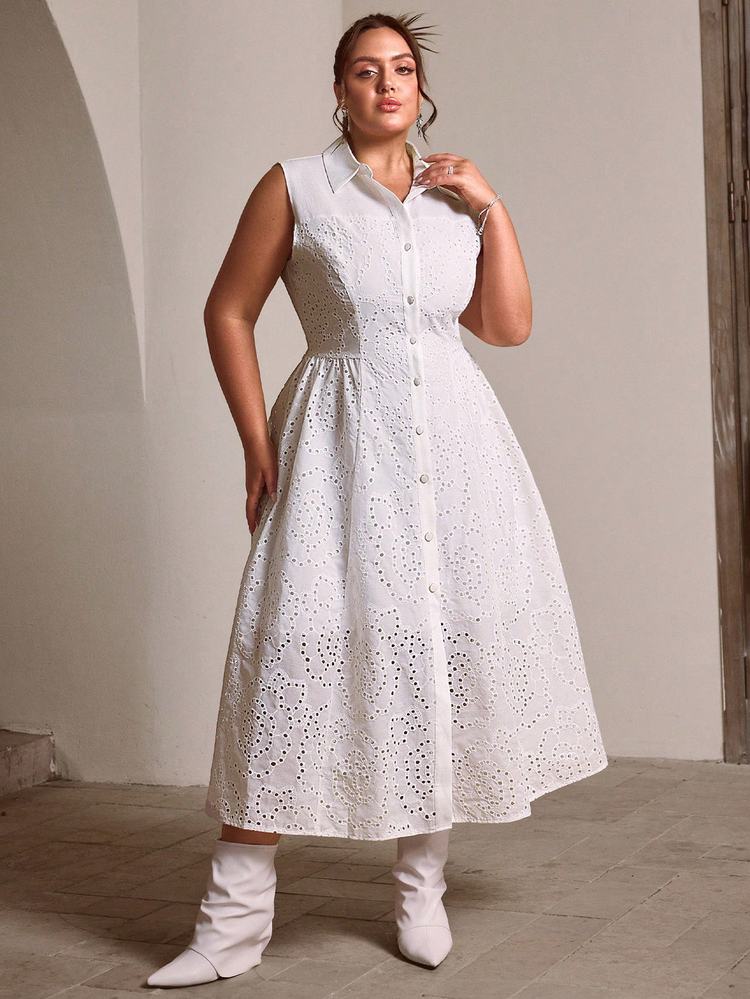 Rochie midi SHEIN, alb